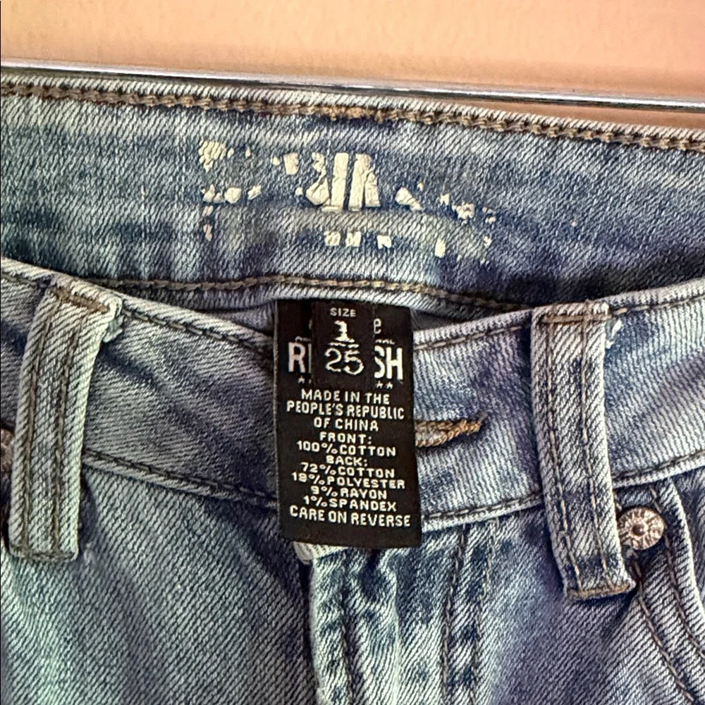 Rewash Straight Leg Distressed Light Blue Jeans